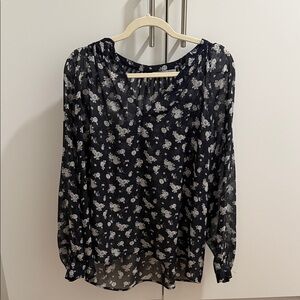 Vince Calico Floral silk Pleat-Neck Blouse